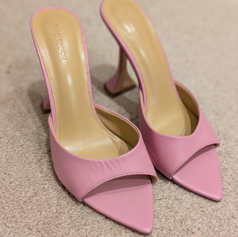 Tony Bianco Pink Marcel Mule in Musk Nappa